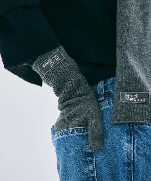 [マルディ] ウール 手袋 スクエア ロゴ Mardi Mercredi 手袋 WOOL GLOVE SQUARE LOGO レディース