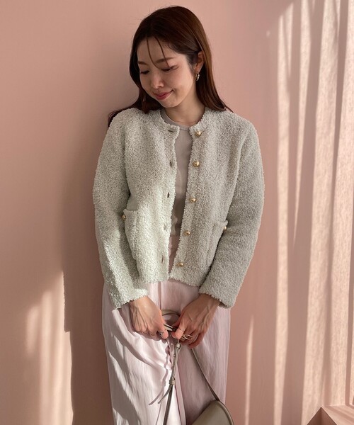 カーディガン 「洗える」テープフリンジニット カーディガン レディース UNFILO カーディガン 「洗える」テープフリンジニット