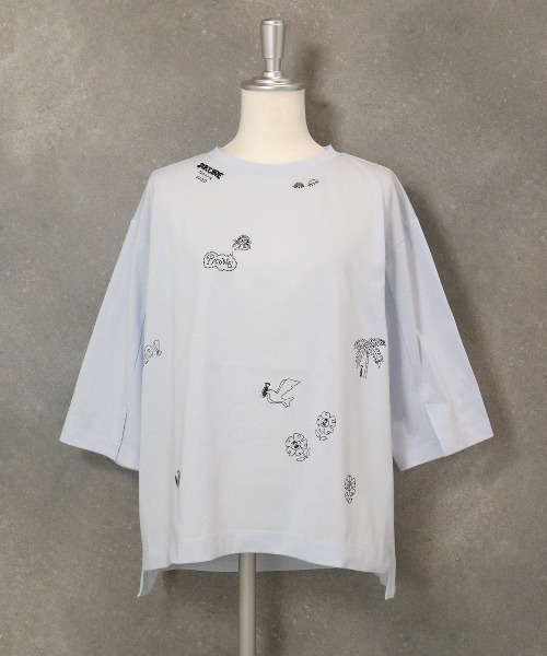 tシャツ ハーフスリーブ刺繍プルオーバー レディース