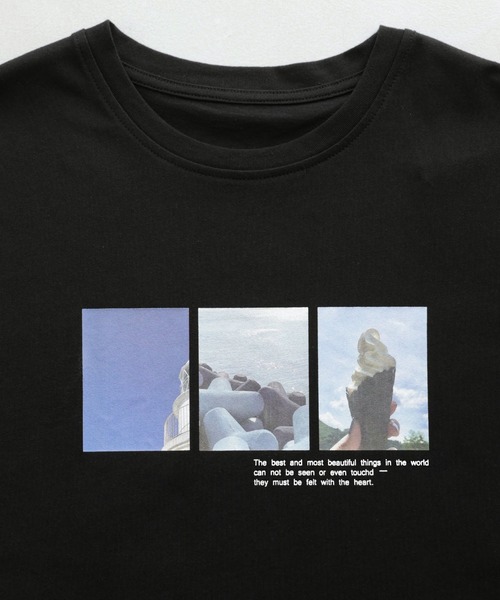 etoll.（エトル） tシャツ 半袖 フォトプリントオーバーサイズTシャツ