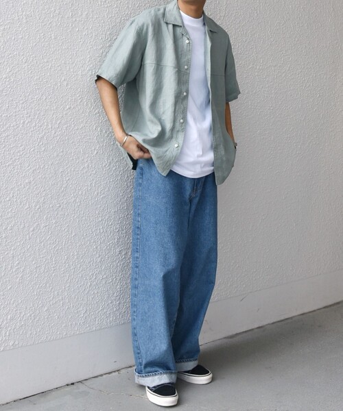 SHIPS any シャツ any:「洗濯機可能」NOVELTEX リネン オープンカラー