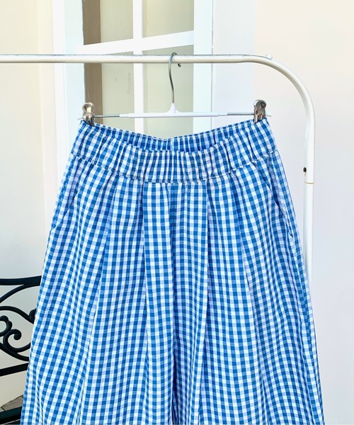 パンツ ギンガムチェックタックバレルレッグパンツ レディース