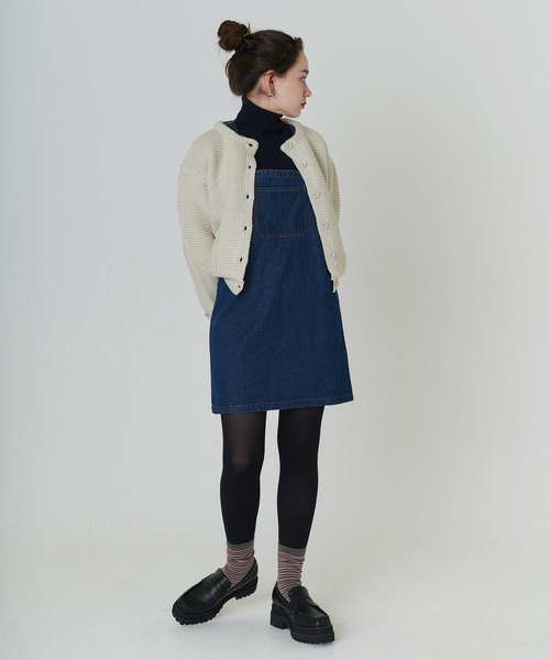 「TINA:JOJUN」 ノーカラージャケット M グレイッシュベージュ レディース_画像5