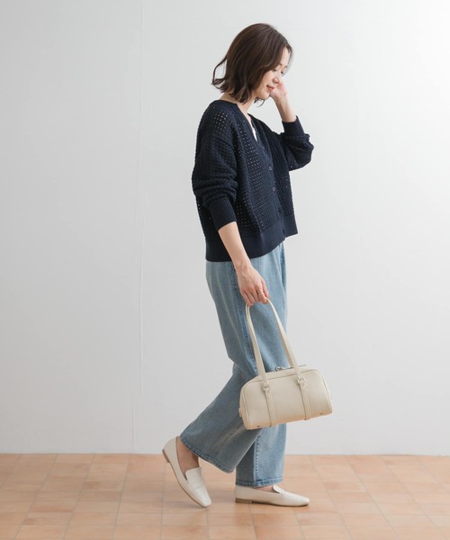 URBAN RESEARCH DOORS カーディガン 透かし柄キーネック