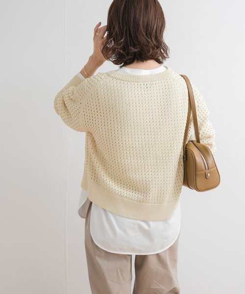 透かし柄キーネックカーディガン　doors アーバンリサーチ ドアーズ URBAN RESEARCH DOORS 透かし柄