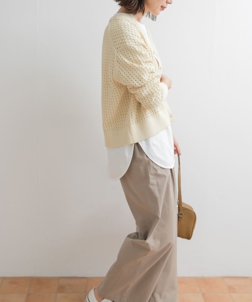 URBAN RESEARCH DOORS カーディガン 透かし柄キーネック