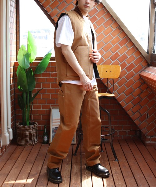 Carhartt ブラウン ダウンベスト ノースリーブ Carhartt ダウンベスト ベスト ダックベスト メンズ レディース