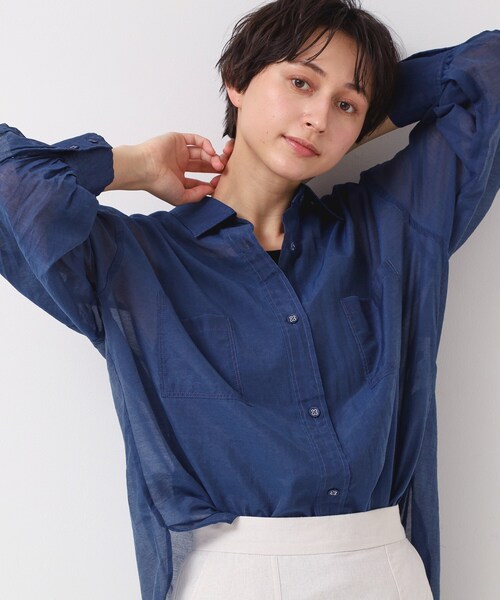 ブラウス シャツ 「洗える・XSサイズあり」テンセルリネンデニム  ブラウス レディース 自由区 ブラウス シャツ 「洗える・XSサイズあり」テンセル