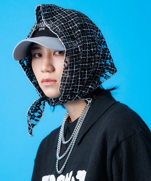 an meets zakka チェック柄フラワーレースバブーシュカ : ZOZOTOWN