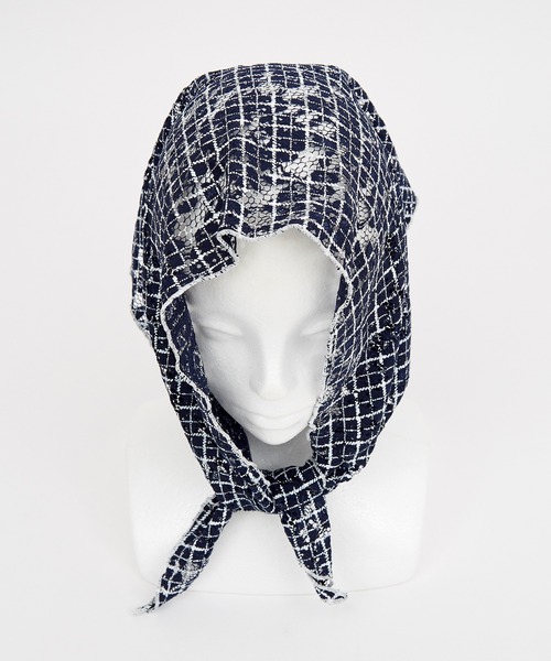 an meets zakka チェック柄フラワーレースバブーシュカ : ZOZOTOWN