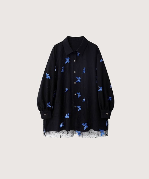 ブラウス シャツ Swift Butterfly Applique Mesh Shirt レディース
