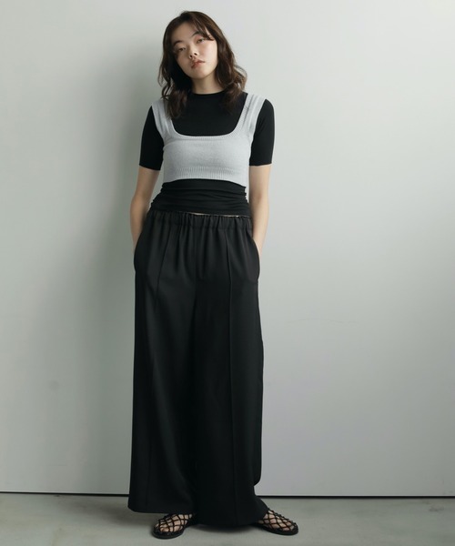 anuke パンツ Pintuck Wide Pants レディース : ZOZOTOWN Yahoo