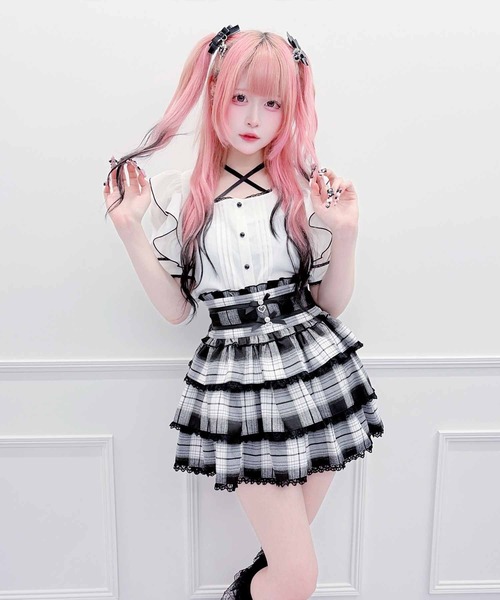 ブラウス シャツ 半袖 サテンリボン付きフリルブラウス レディース | MA*RS | 15