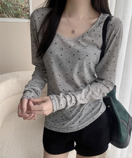 おしゃれスタ tシャツ ドット柄長袖トップス レディース : ZOZOTOWN 
