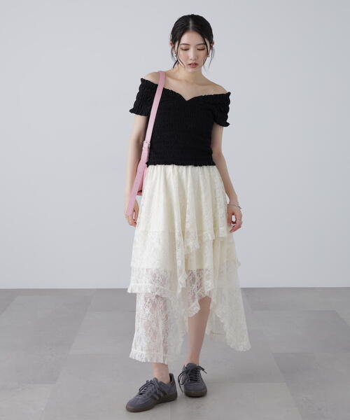 tシャツ オフショルシャーリングカットソー レディース FREE'S MART tシャツ 2WAYシャーリングオフショルカットソー
