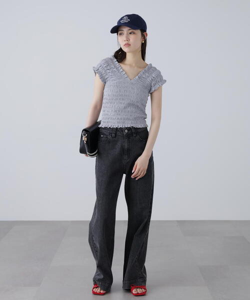 tシャツ 2WAYシャーリングトップス レディース FREE'S MART tシャツ 2WAYシャーリングオフショルカットソー