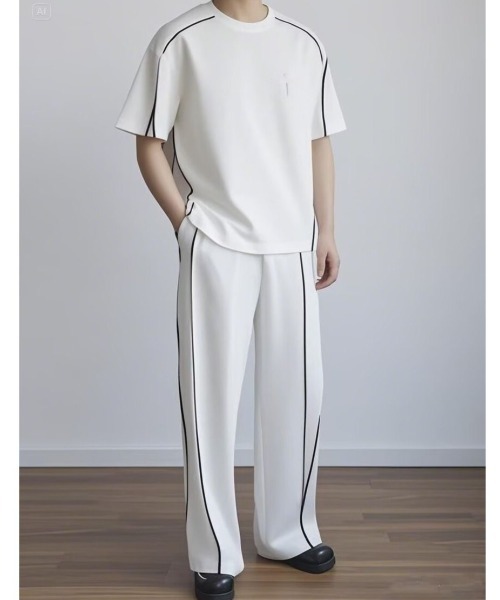 FreeZone セットアップ ラインパイピングワイドセットアップ メンズ