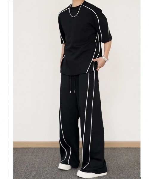 FreeZone セットアップ ラインパイピングワイドセットアップ メンズ