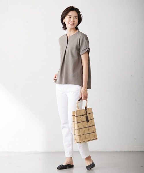 「J.PRESS」 半袖ブラウス T15 グレー レディース J.PRESS 「J.PRESS」 半袖ブラウス T15 グレー レディース