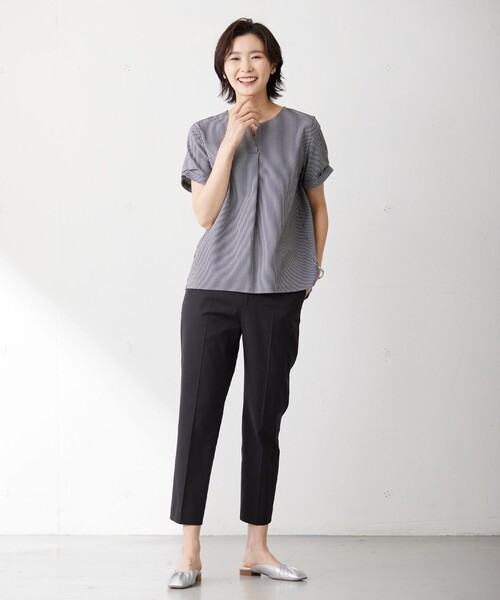 「J.PRESS」 半袖ブラウス T15 グレー レディース J.PRESS 「J.PRESS」 半袖ブラウス T15 グレー レディース