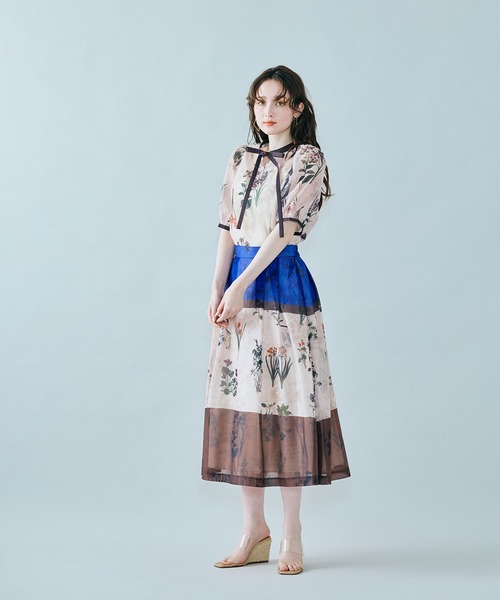 Audie a Muses フラワージャガードスカート Audie a Muses（オーディア ミューズ） スカート カラーブロック