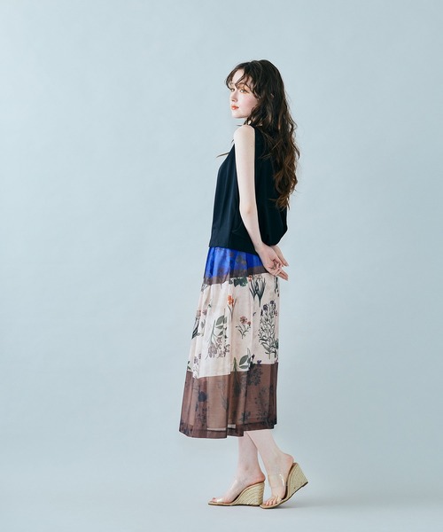 Audie a Muses フラワージャガードスカート Audie a Muses（オーディア ミューズ） スカート フラワー×ボーダー