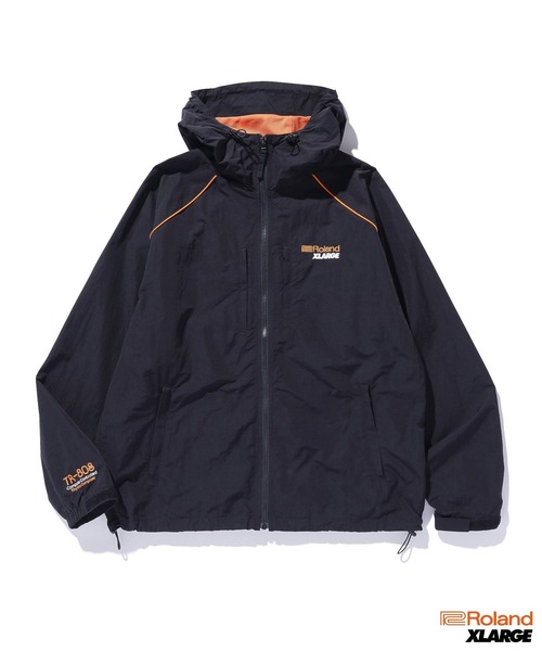 XLARGE 黒 ナイロンジャケット フード付き XLARGE ナイロンジャケット HOODED TRACK JACKET メンズ