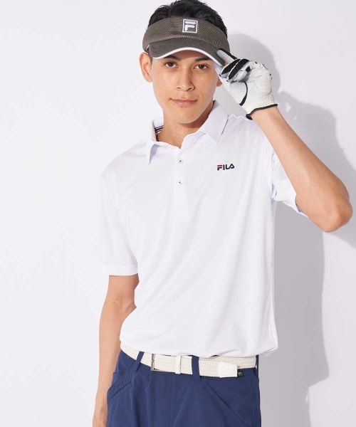 「FILA GOLF」 半袖ポロシャツ MEDIUM ホワイト メンズ