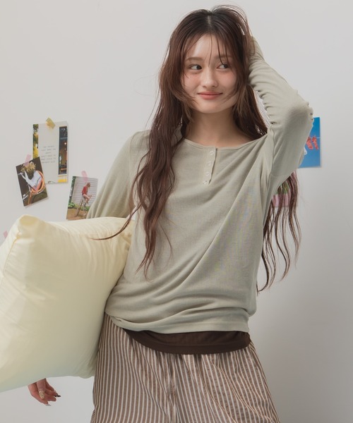 HEILIS（ヘイリス） ヘンリーネック tシャツ 「新色追加」シアーリブ
