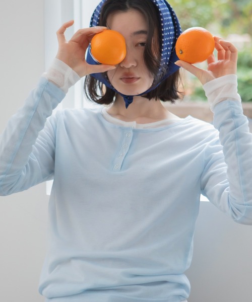HEILIS（ヘイリス） ヘンリーネック tシャツ 「新色追加」シアーリブ