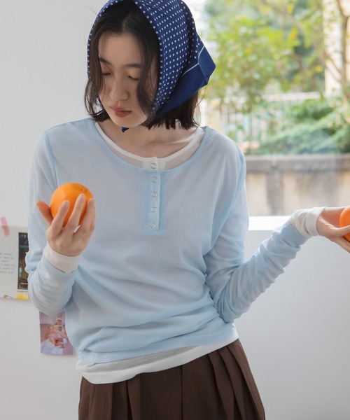 HEILIS（ヘイリス） ヘンリーネック tシャツ 「新色追加」シアーリブ