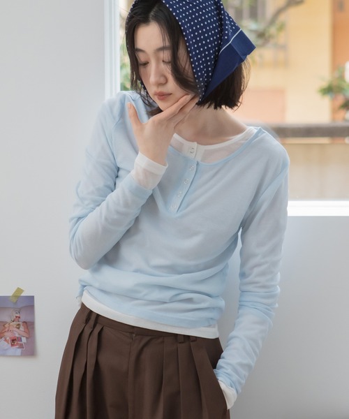 HEILIS（ヘイリス） ヘンリーネック tシャツ 「新色追加」シアーリブ