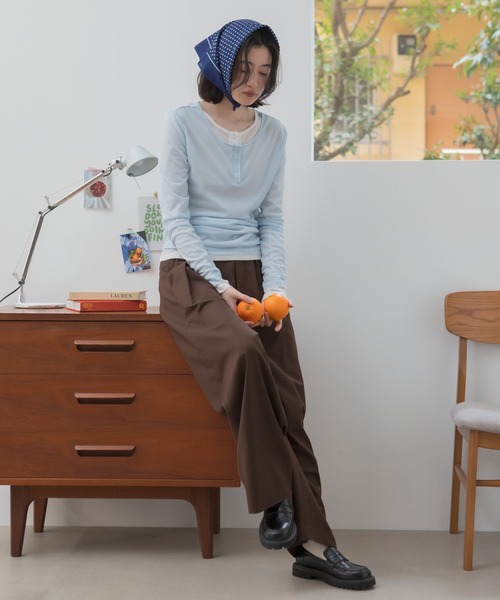 HEILIS（ヘイリス） ヘンリーネック tシャツ 「新色追加」シアーリブ