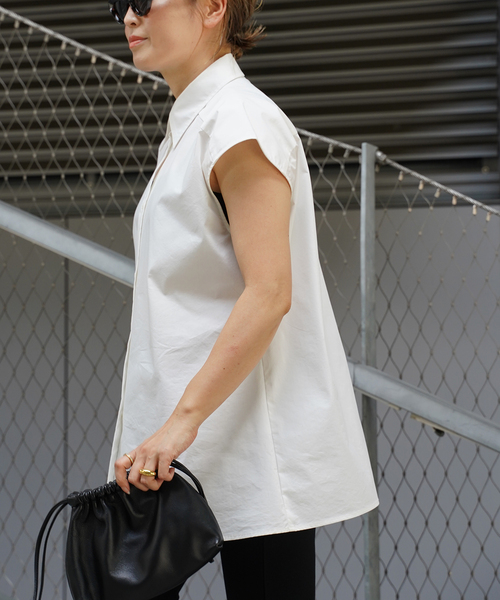 CELERI 2024SS Sleeveless ワイドシャツ　超美品 CELERI ブラウス シャツ CELERI Sleeveless ワイドシャツ レディース