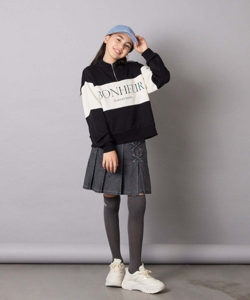 ANEW✖️スカート✖️靴下セット a.v.v（アー・ヴェ・ヴェ） 靴下 「KIDS」ハート刺繍ニーハイソックス