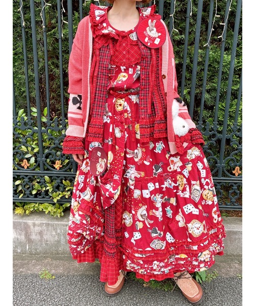 PINK HOUSE（ピンクハウス） カーディガン うさぎ顔ぐるみモチーフ付き