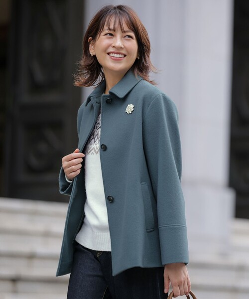 ステンカラーコート コート ショートビーバー ショート丈 ステンカラー