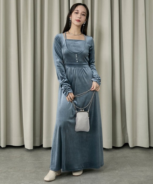 Elishe ワンピース レイヤードベロアワンピース : ZOZOTOWN Yahoo!店