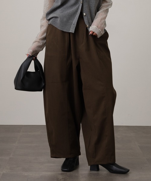WORKS パンツ .works起毛フラノ風コクーンパンツ レディース