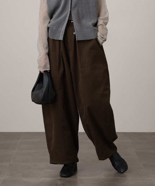 WORKS パンツ .works起毛フラノ風コクーンパンツ レディース