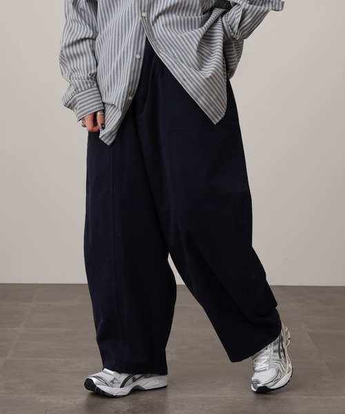 WORKS パンツ .works起毛フラノ風コクーンパンツ レディース