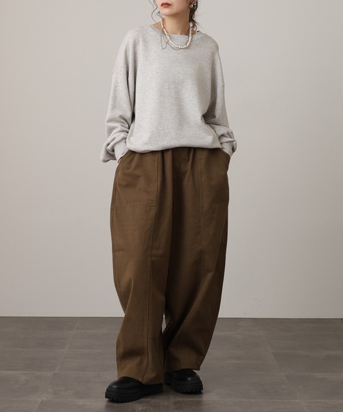 WORKS パンツ .works起毛フラノ風コクーンパンツ レディース