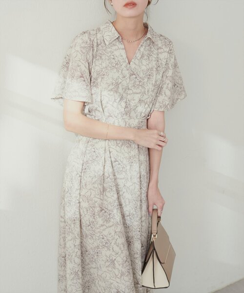 「natural couture」 半袖ワンピース FREE ボルドー レディース_画像2