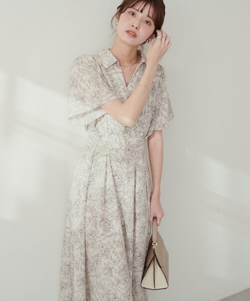 「natural couture」 半袖ワンピース FREE ボルドー レディース_画像3