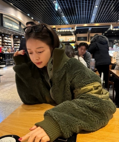 FAVORITO ブルゾン アウター 中綿異素材切り替えブルゾン レディース