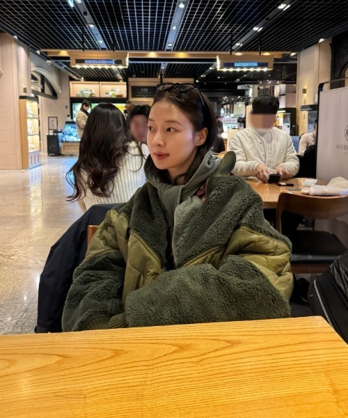 FAVORITO ブルゾン アウター 中綿異素材切り替えブルゾン レディース