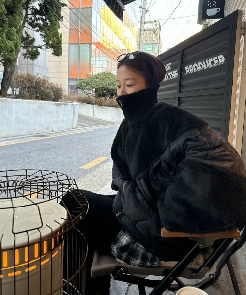 FAVORITO ブルゾン アウター 中綿異素材切り替えブルゾン レディース