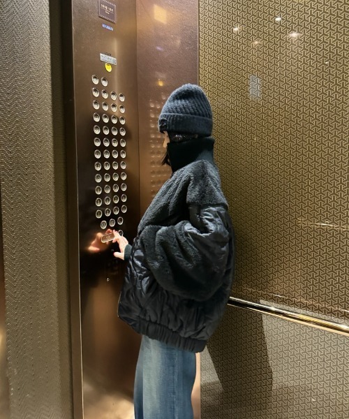 FAVORITO ブルゾン アウター 中綿異素材切り替えブルゾン レディース