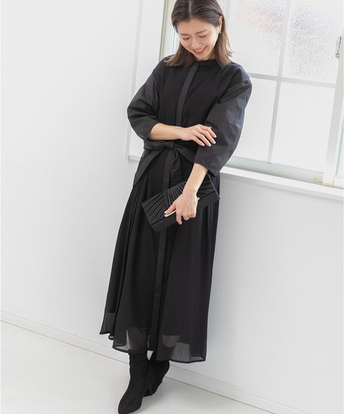 「PREFERIR」 半袖ワンピース MEDIUM ネイビー レディース_画像5