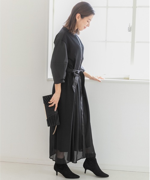 「PREFERIR」 半袖ワンピース MEDIUM ネイビー レディース_画像9